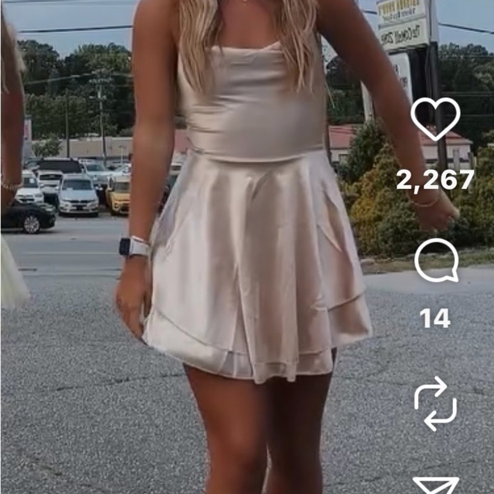 Elegant Cream Satin Dress